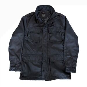 Tumi T-Tech Men's Black Quilted Field Travel Jacket Insulated Hidden Hood Size S